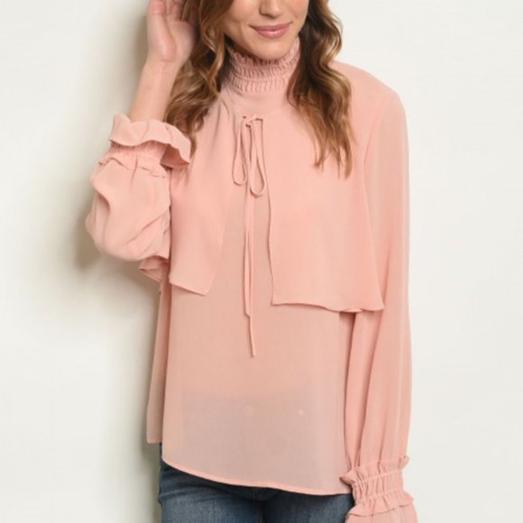 BLUSH CHIFFON BLOUSE - Picture 2 of 4